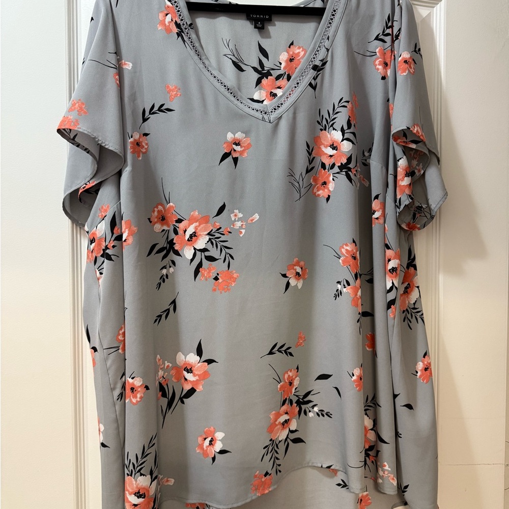 Torrid Pink Flutter Sleeve Blouse Relaxed Fit